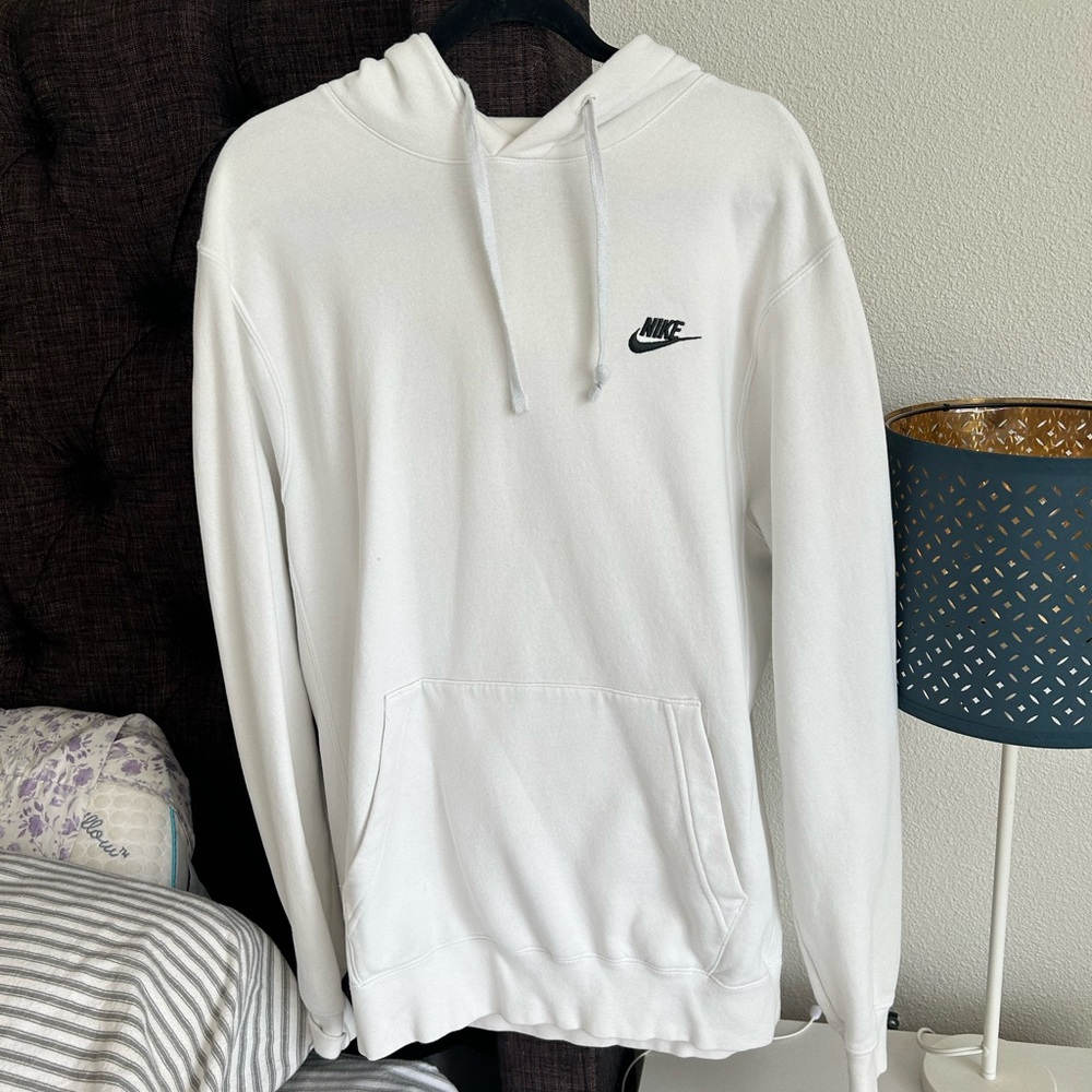 Nike White Pullover Hoodie with Black Swoosh